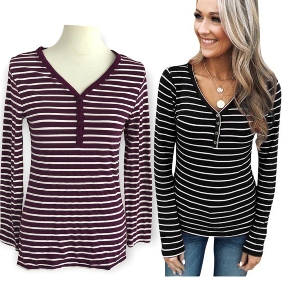 JW Style maroon and white striped top